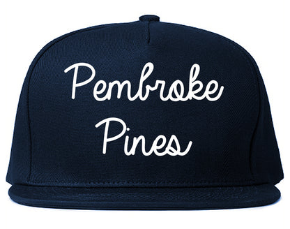 Pembroke Pines Florida FL Script Mens Snapback Hat Navy Blue