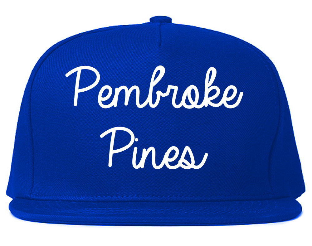 Pembroke Pines Florida FL Script Mens Snapback Hat Royal Blue