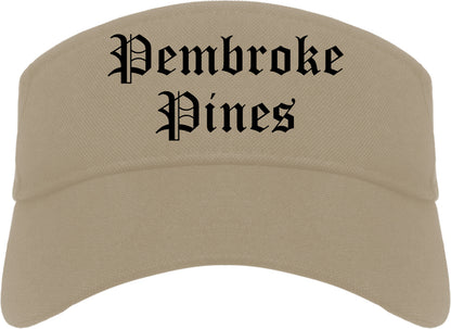 Pembroke Pines Florida FL Old English Mens Visor Cap Hat Khaki