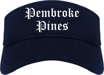 Pembroke Pines Florida FL Old English Mens Visor Cap Hat Navy Blue