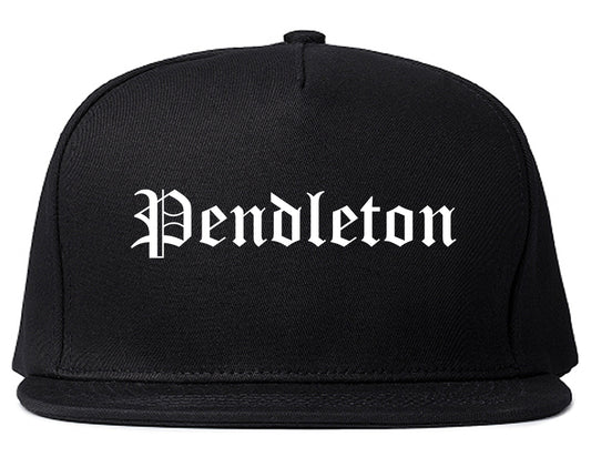 Pendleton Oregon OR Old English Mens Snapback Hat Black