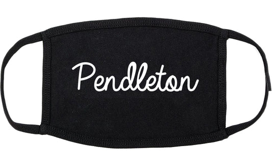 Pendleton Oregon OR Script Cotton Face Mask Black