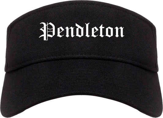 Pendleton Oregon OR Old English Mens Visor Cap Hat Black