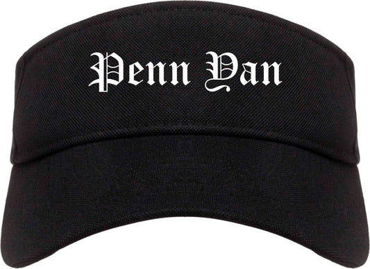Penn Yan New York NY Old English Mens Visor Cap Hat Black