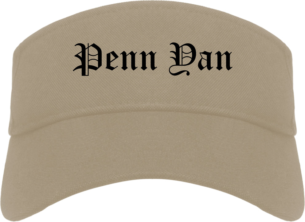 Penn Yan New York NY Old English Mens Visor Cap Hat Khaki