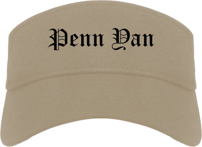 Penn Yan New York NY Old English Mens Visor Cap Hat Khaki