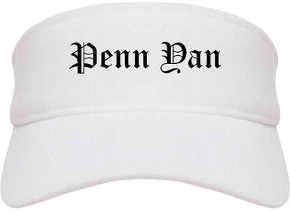 Penn Yan New York NY Old English Mens Visor Cap Hat White