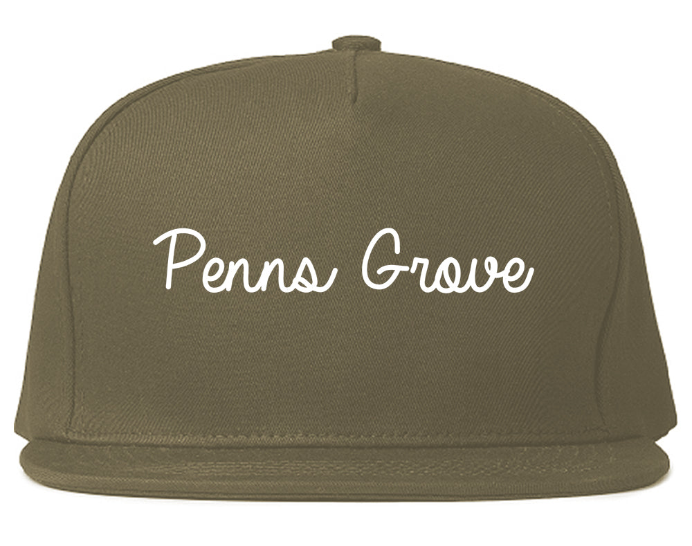 Penns Grove New Jersey NJ Script Mens Snapback Hat Grey