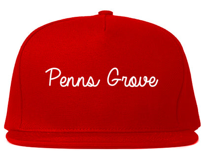 Penns Grove New Jersey NJ Script Mens Snapback Hat Red