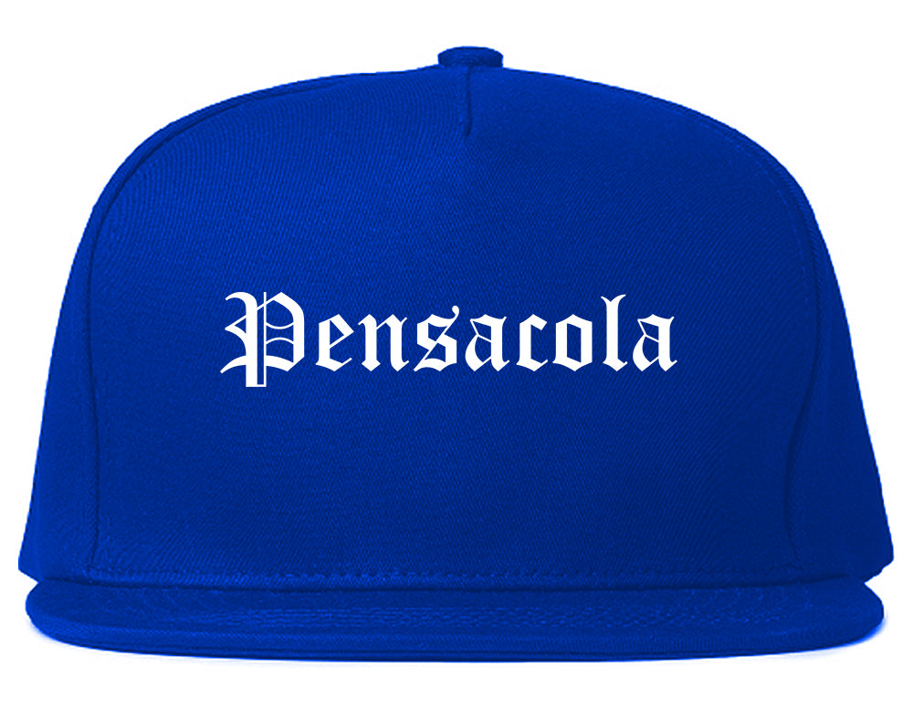 Pensacola Florida FL Old English Mens Snapback Hat Royal Blue
