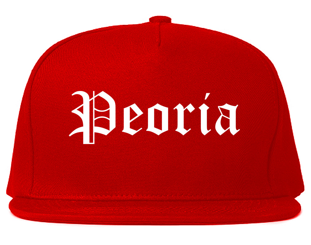 Peoria Arizona AZ Old English Mens Snapback Hat Red