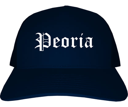 Peoria Arizona AZ Old English Mens Trucker Hat Cap Navy Blue