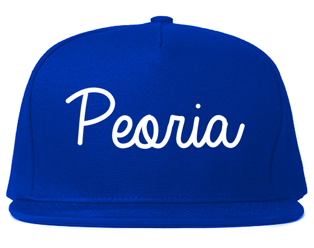 Peoria Arizona AZ Script Mens Snapback Hat Royal Blue