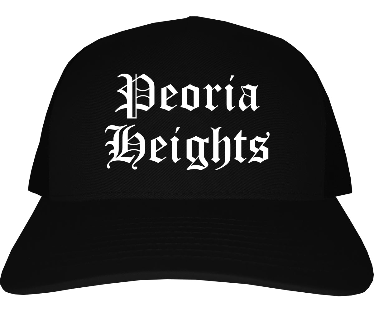 Peoria Heights Illinois IL Old English Mens Trucker Hat Cap Black