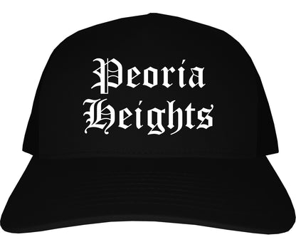 Peoria Heights Illinois IL Old English Mens Trucker Hat Cap Black