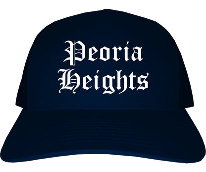 Peoria Heights Illinois IL Old English Mens Trucker Hat Cap Navy Blue