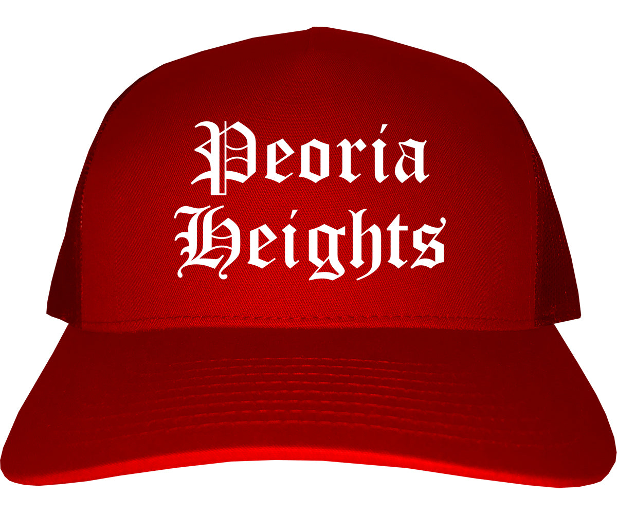 Peoria Heights Illinois IL Old English Mens Trucker Hat Cap Red