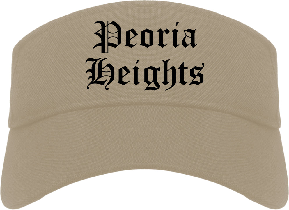 Peoria Heights Illinois IL Old English Mens Visor Cap Hat Khaki