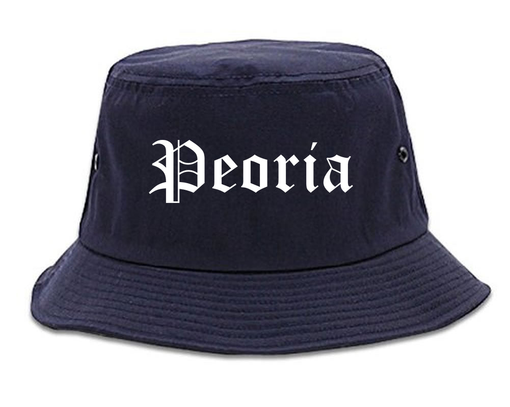 Peoria Illinois IL Old English Mens Bucket Hat Navy Blue
