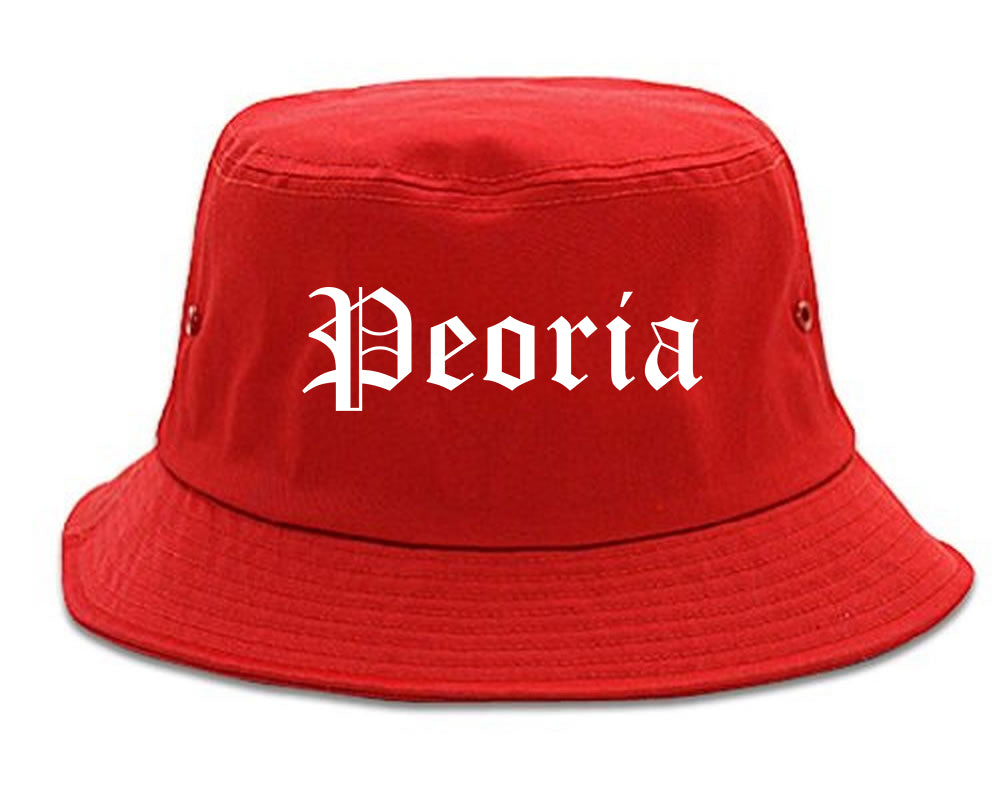 Peoria Illinois IL Old English Mens Bucket Hat Red