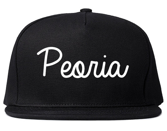 Peoria Illinois IL Script Mens Snapback Hat Black