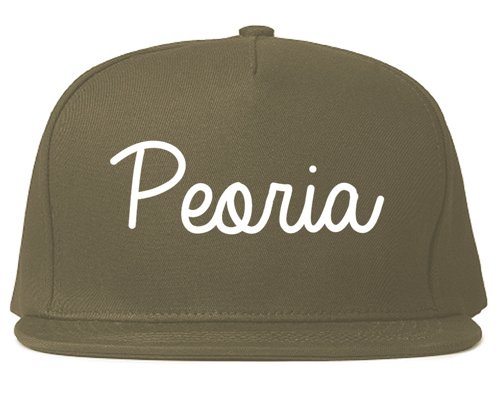 Peoria Illinois IL Script Mens Snapback Hat Grey