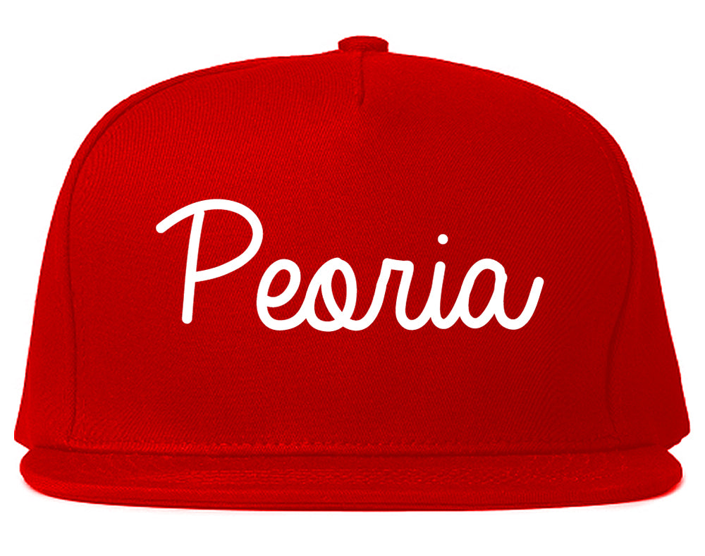 Peoria Illinois IL Script Mens Snapback Hat Red