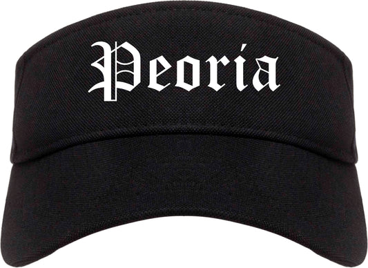 Peoria Illinois IL Old English Mens Visor Cap Hat Black