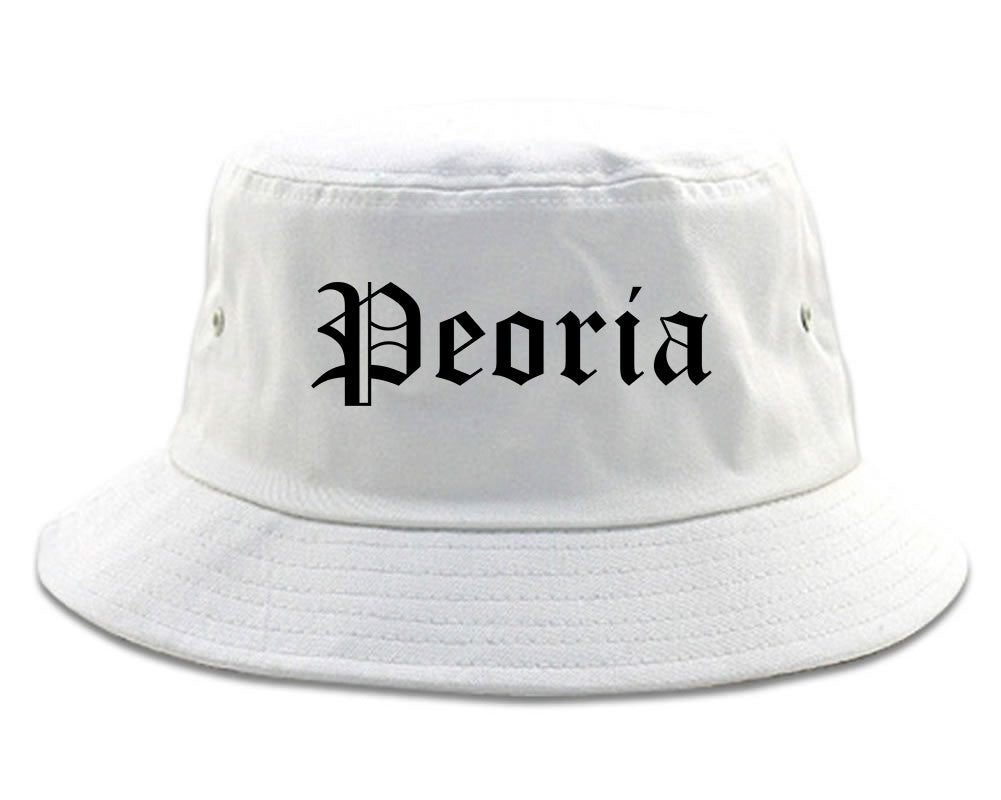 Peoria Illinois IL Old English Mens Bucket Hat White