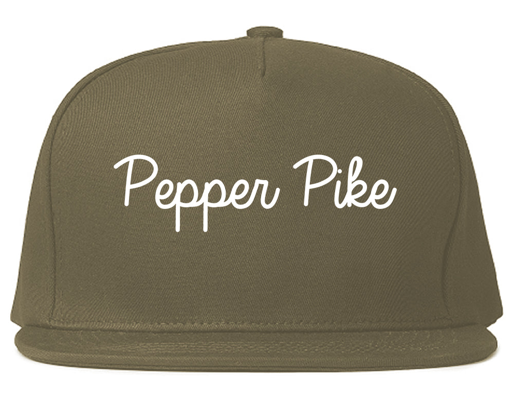 Pepper Pike Ohio OH Script Mens Snapback Hat Grey