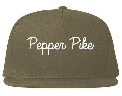 Pepper Pike Ohio OH Script Mens Snapback Hat Grey