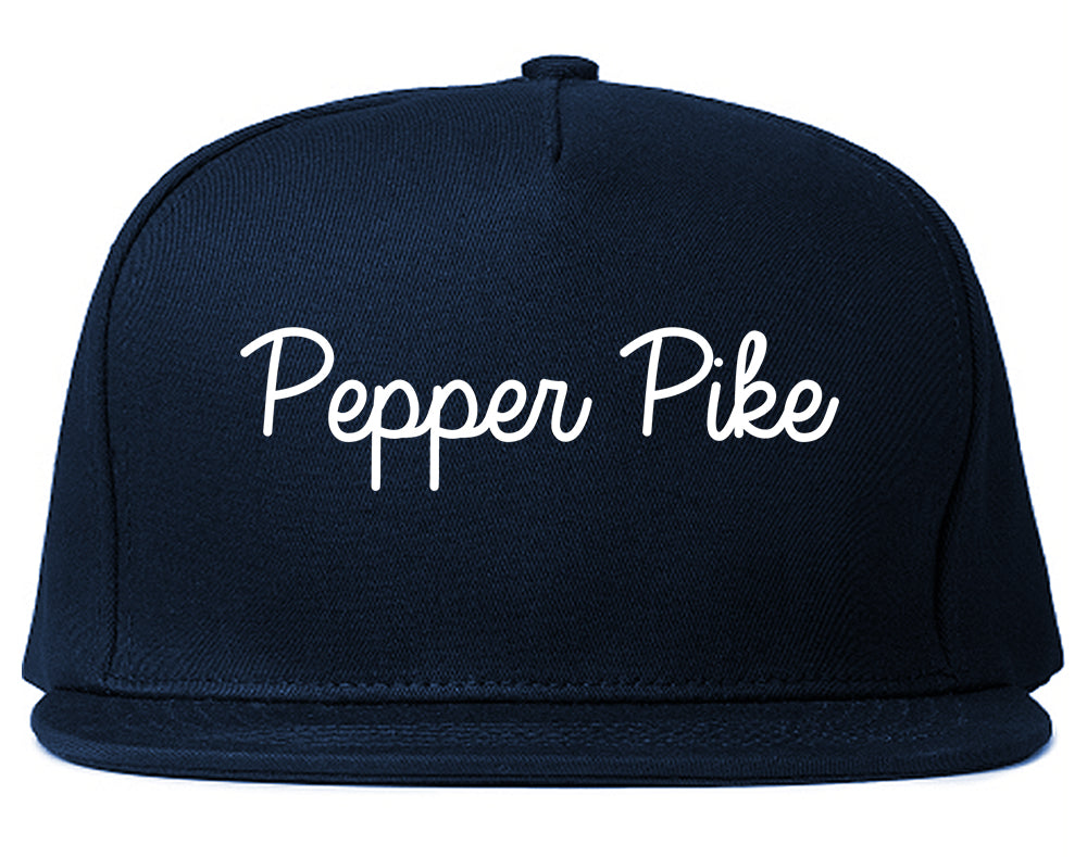 Pepper Pike Ohio OH Script Mens Snapback Hat Navy Blue
