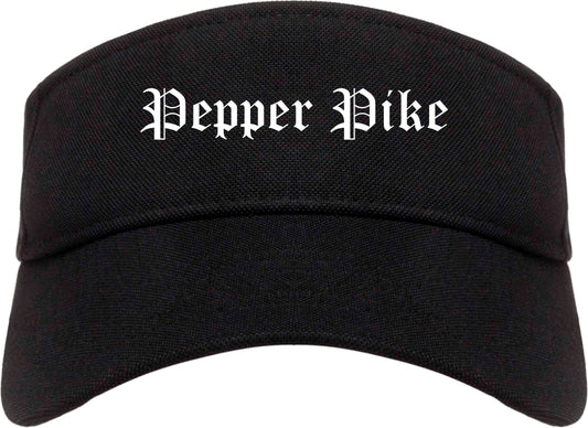 Pepper Pike Ohio OH Old English Mens Visor Cap Hat Black