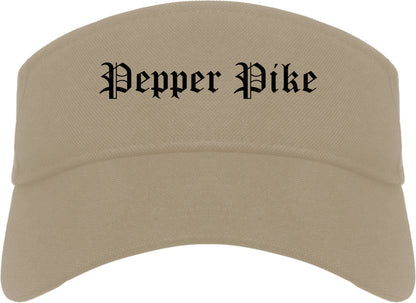 Pepper Pike Ohio OH Old English Mens Visor Cap Hat Khaki
