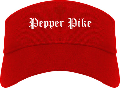 Pepper Pike Ohio OH Old English Mens Visor Cap Hat Red