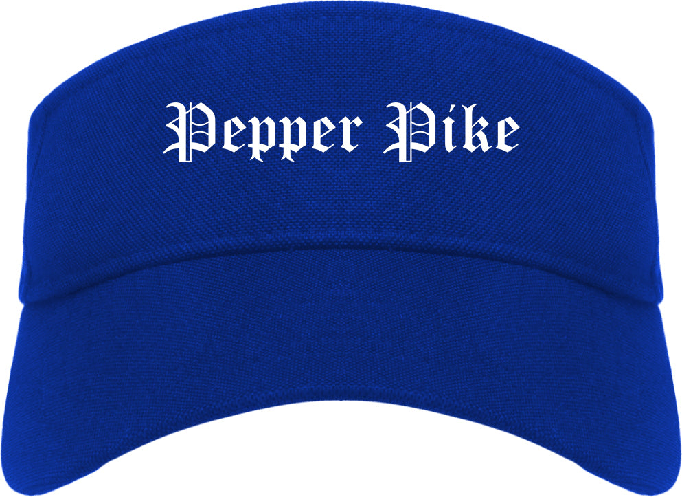 Pepper Pike Ohio OH Old English Mens Visor Cap Hat Royal Blue