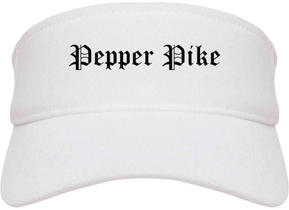 Pepper Pike Ohio OH Old English Mens Visor Cap Hat White