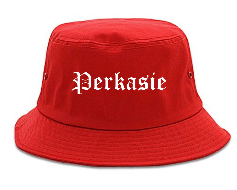 Perkasie Pennsylvania PA Old English Mens Bucket Hat Red