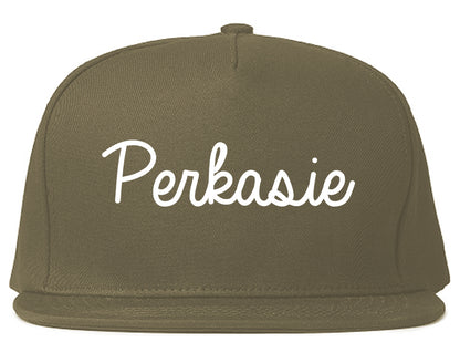 Perkasie Pennsylvania PA Script Mens Snapback Hat Grey