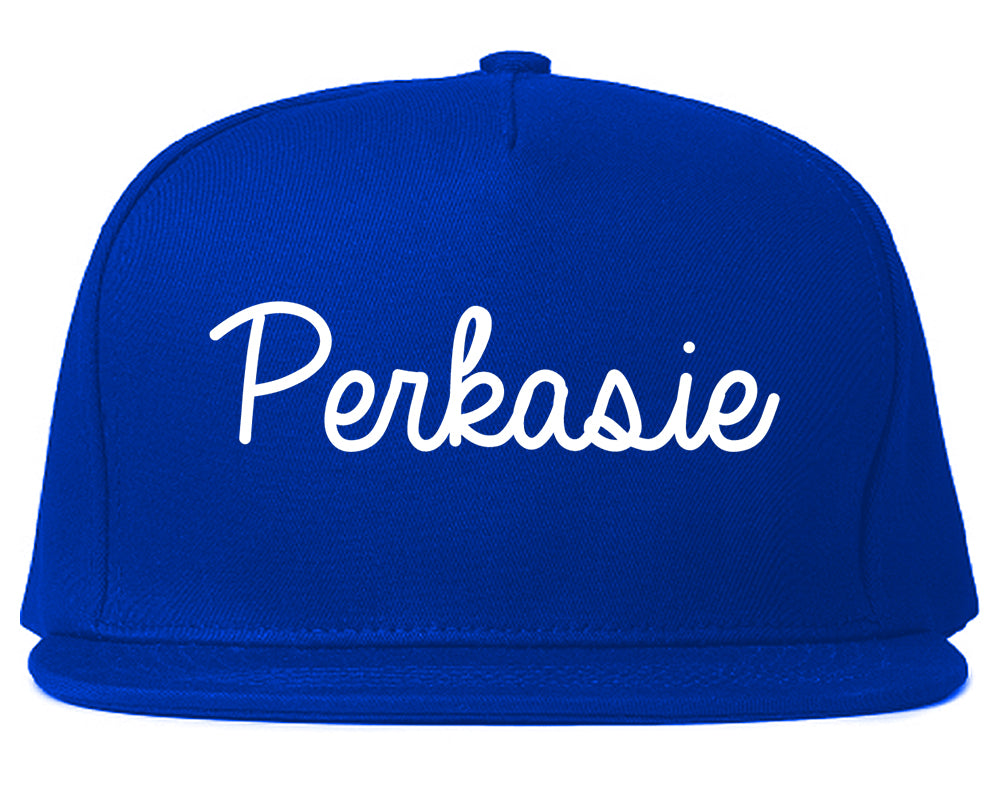 Perkasie Pennsylvania PA Script Mens Snapback Hat Royal Blue