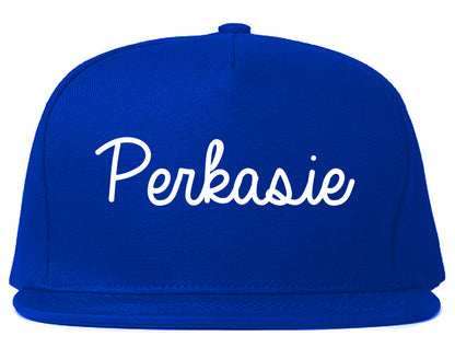Perkasie Pennsylvania PA Script Mens Snapback Hat Royal Blue