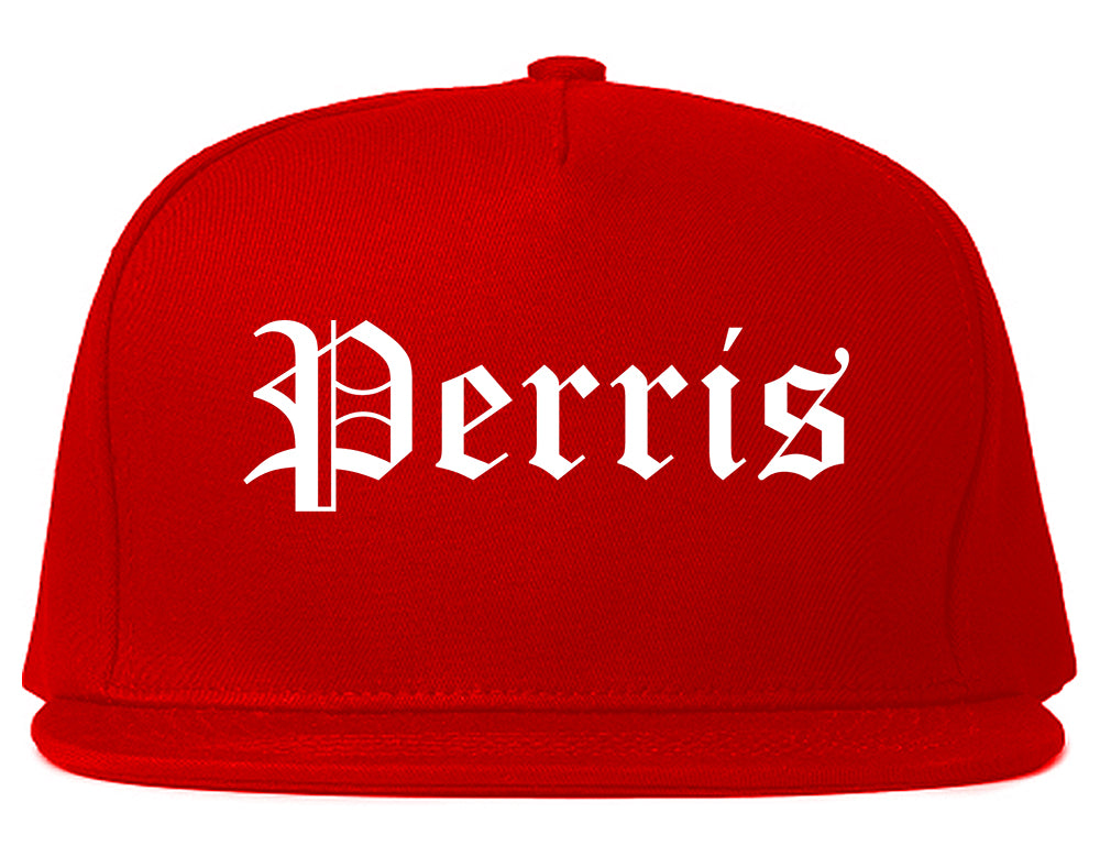 Perris California CA Old English Mens Snapback Hat Red