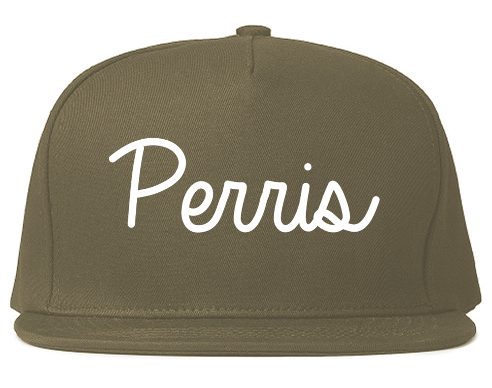 Perris California CA Script Mens Snapback Hat Grey