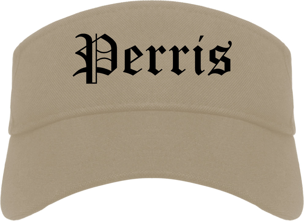 Perris California CA Old English Mens Visor Cap Hat Khaki