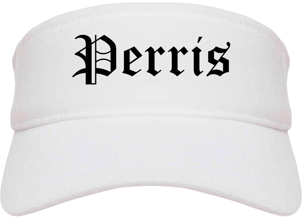 Perris California CA Old English Mens Visor Cap Hat White