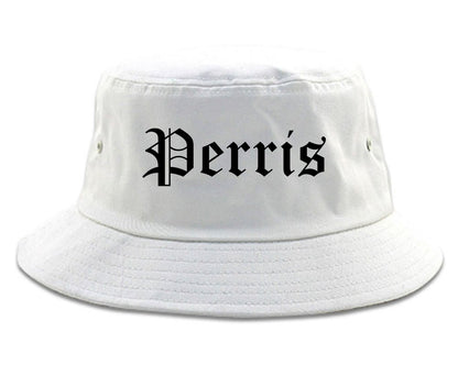 Perris California CA Old English Mens Bucket Hat White