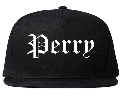 Perry Georgia GA Old English Mens Snapback Hat Black