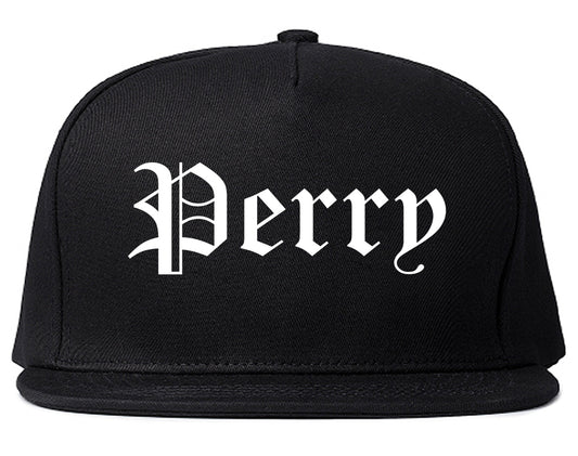 Perry Georgia GA Old English Mens Snapback Hat Black