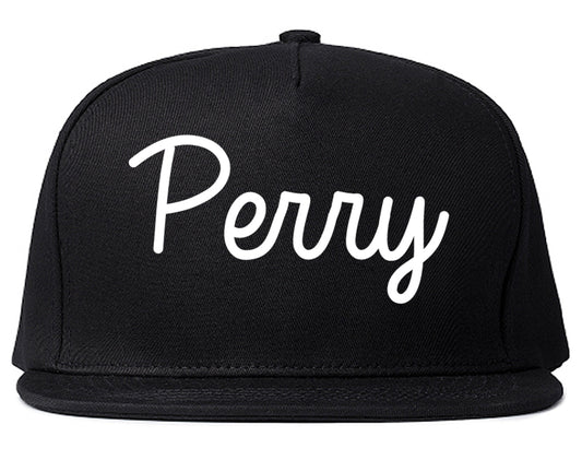 Perry Georgia GA Script Mens Snapback Hat Black