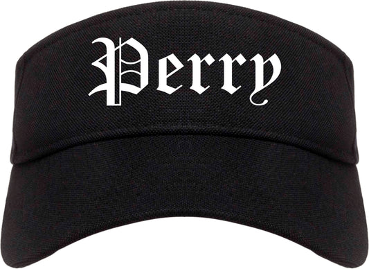 Perry Georgia GA Old English Mens Visor Cap Hat Black